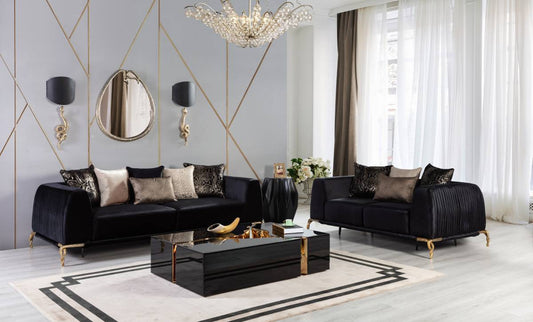 Giselle Black Velvet Sofa & Loveseat