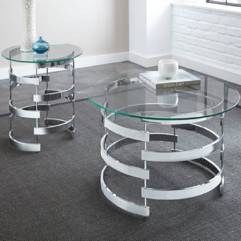 TS300 - Glass Cocktail Table + 2 End Table Set