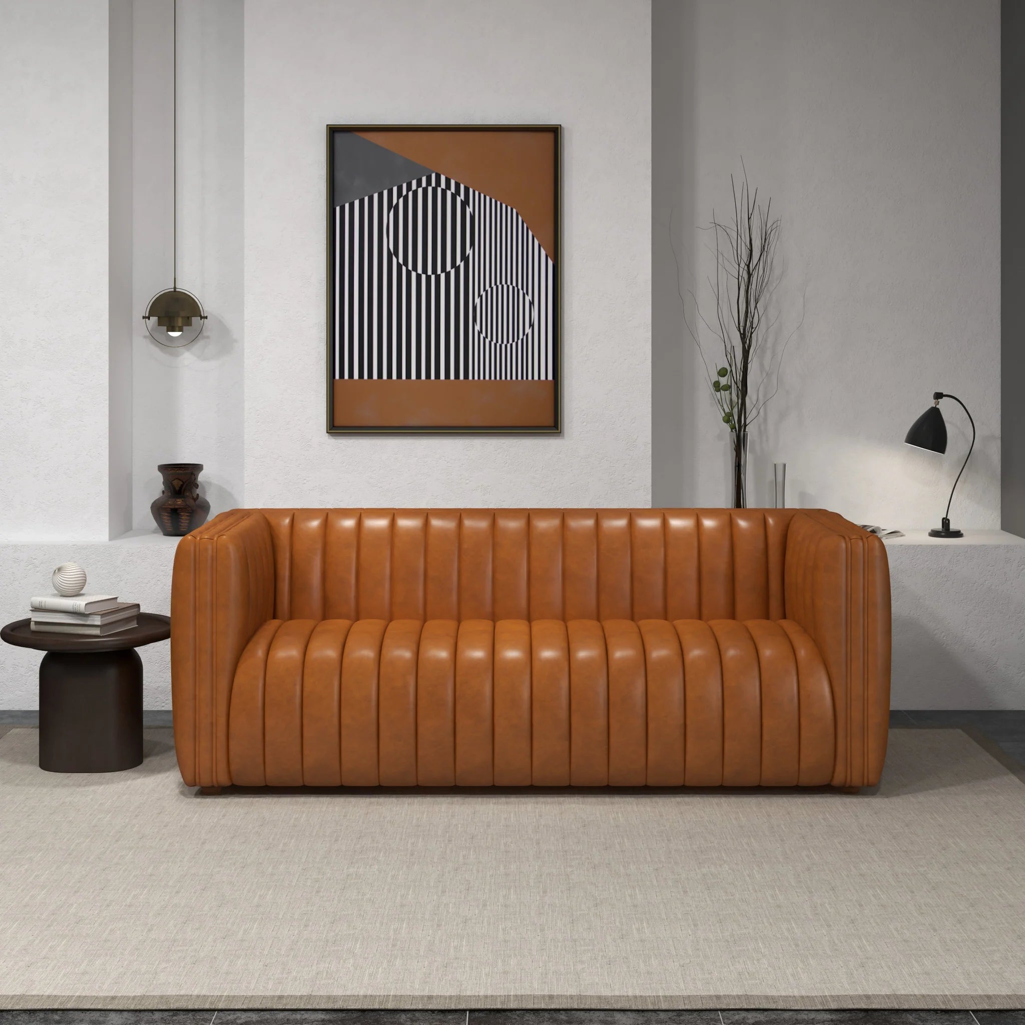 Rosslyn Sofa Cognac Leather Rosen Furniture