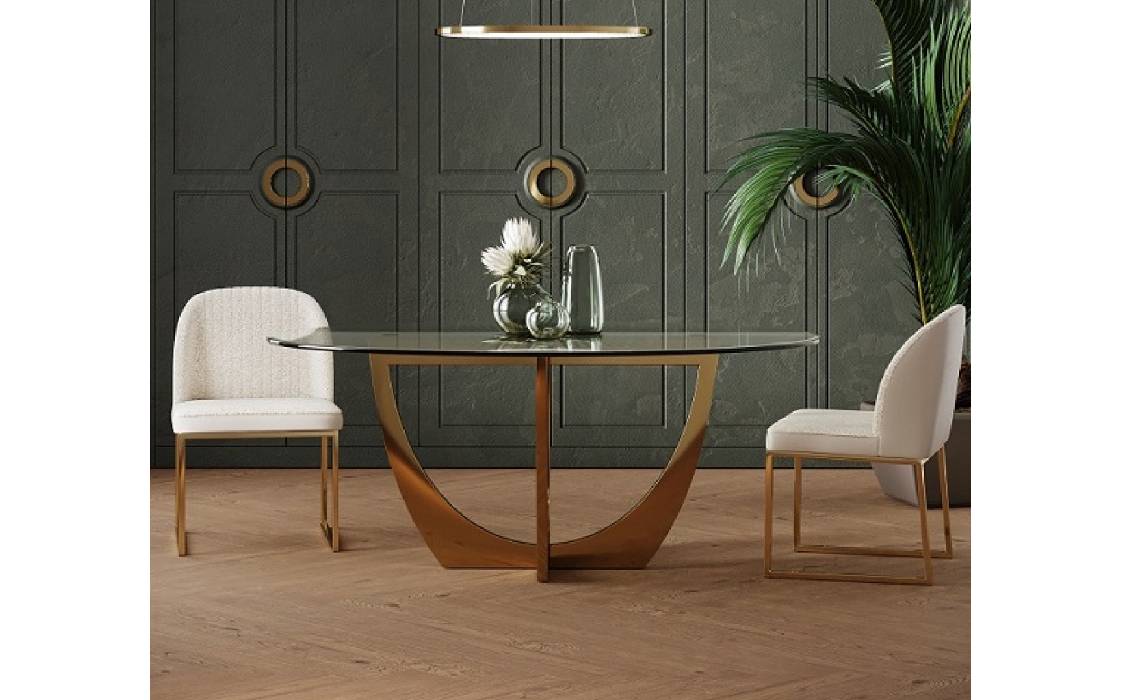 Oval glass hotsell dining table set
