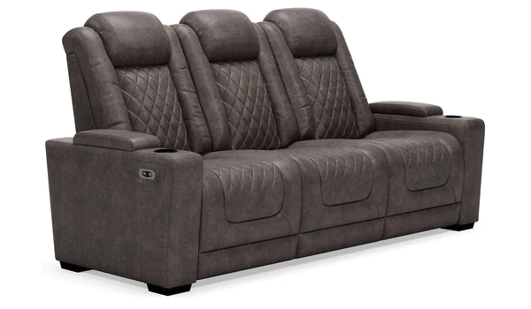 HyllMont Gray Power Reclining Sofa | 9300315