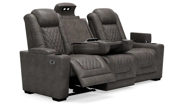 HyllMont Gray Power Reclining Sofa | 9300315