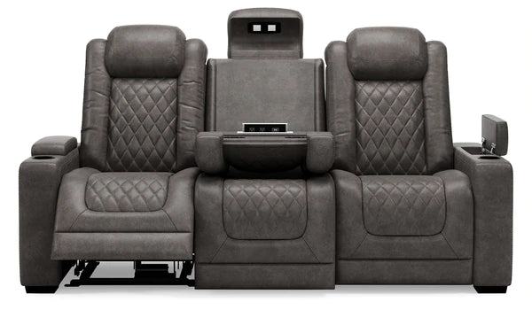 HyllMont Gray Power Reclining Sofa | 9300315