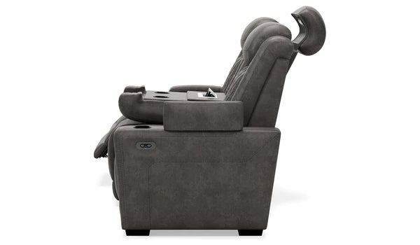 HyllMont Gray Power Reclining Sofa | 9300315
