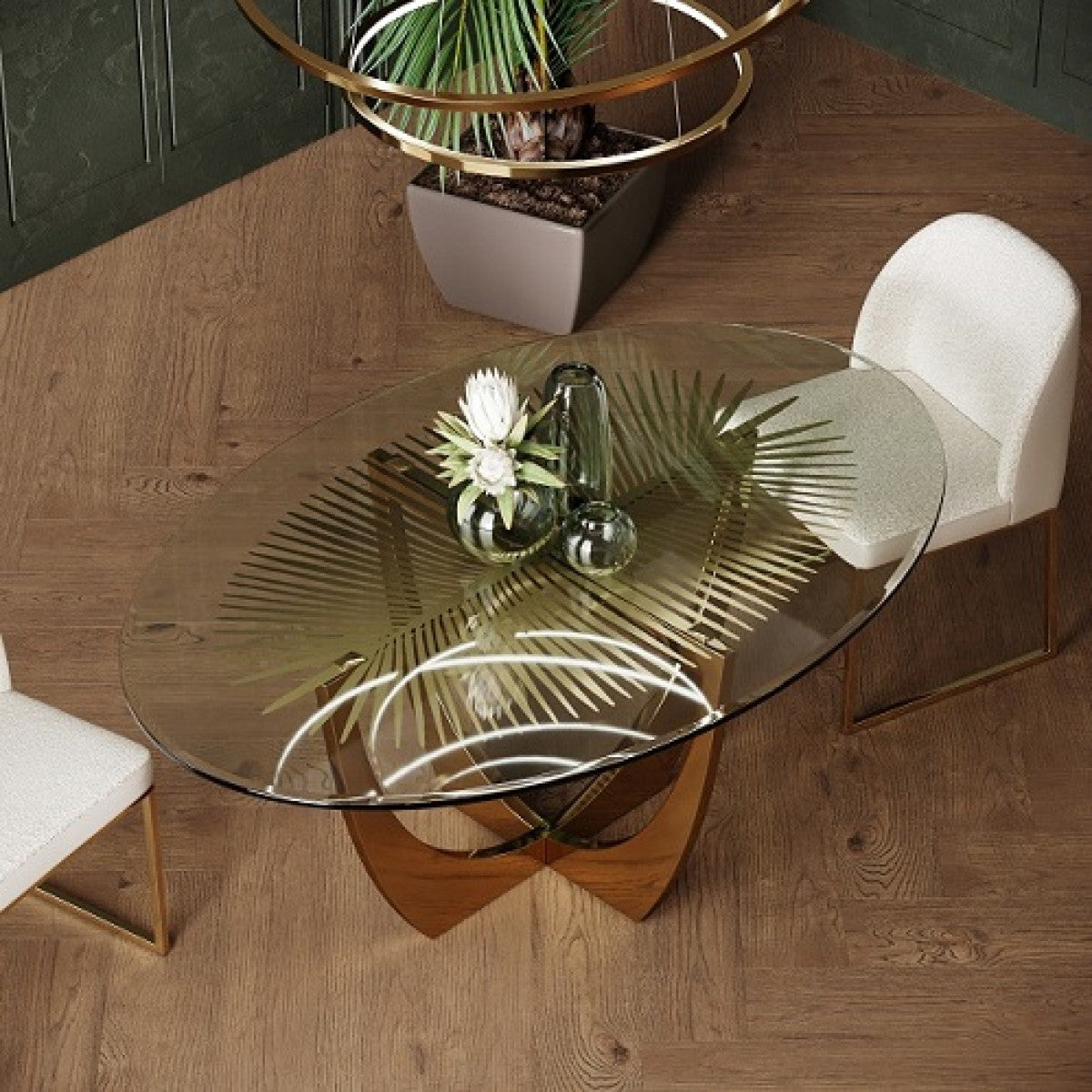 Modrest Chambers - Glass & Gold Dining Set