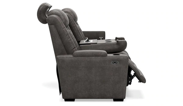 HyllMont Gray Power Reclining Sofa | 9300315