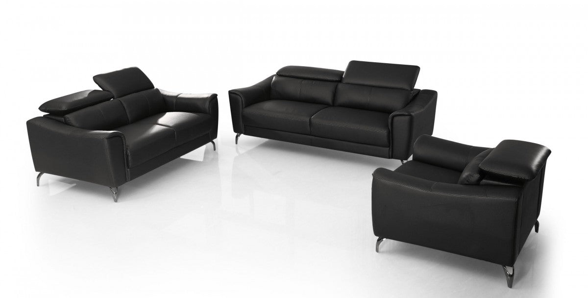 Divani Casa Danis - Modern Black Leather Sofa Set