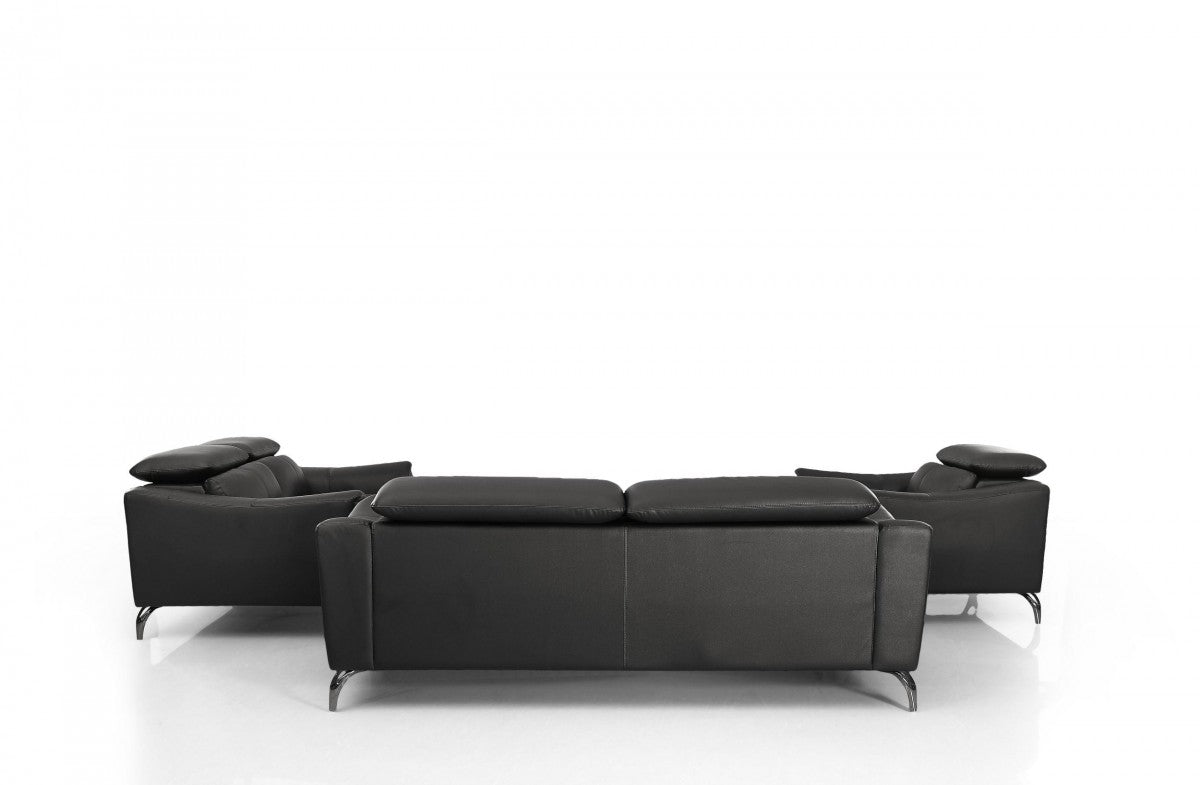 Divani Casa Danis - Modern Black Leather Sofa Set