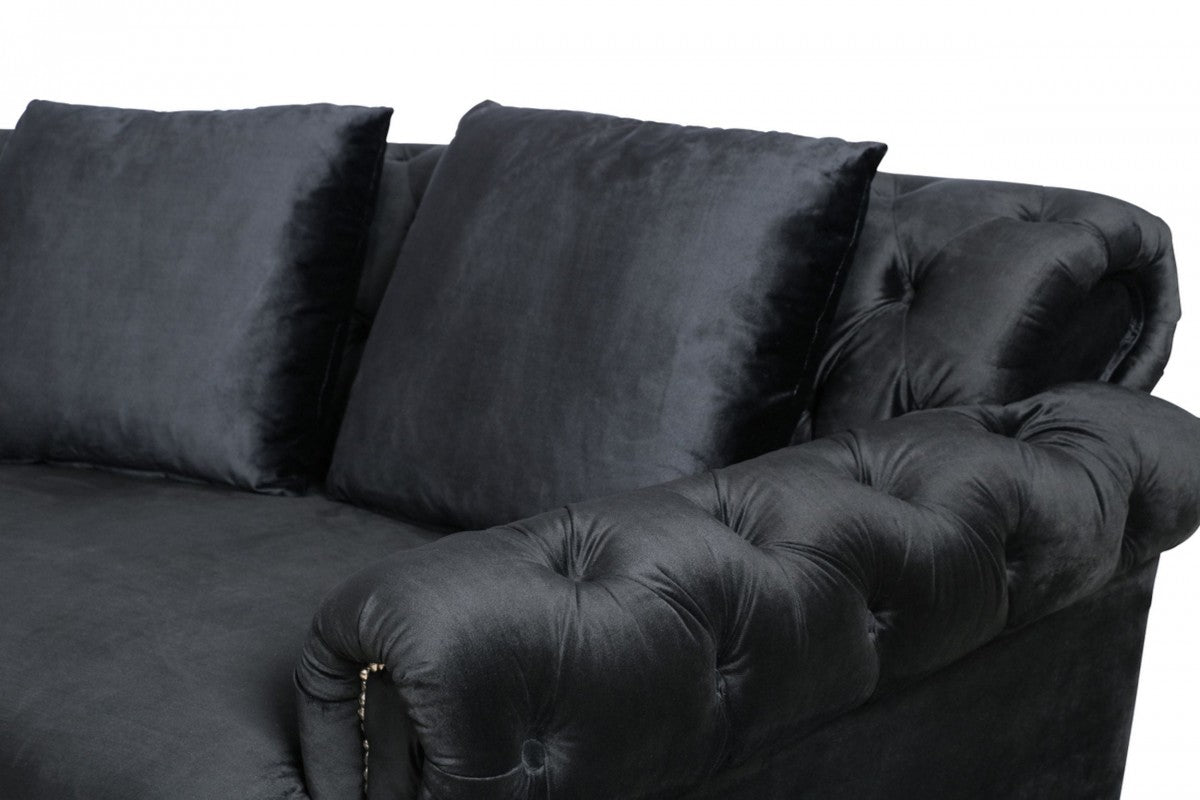 Divani Casa Darla - Modern Black Velvet Circular Sectional Sofa