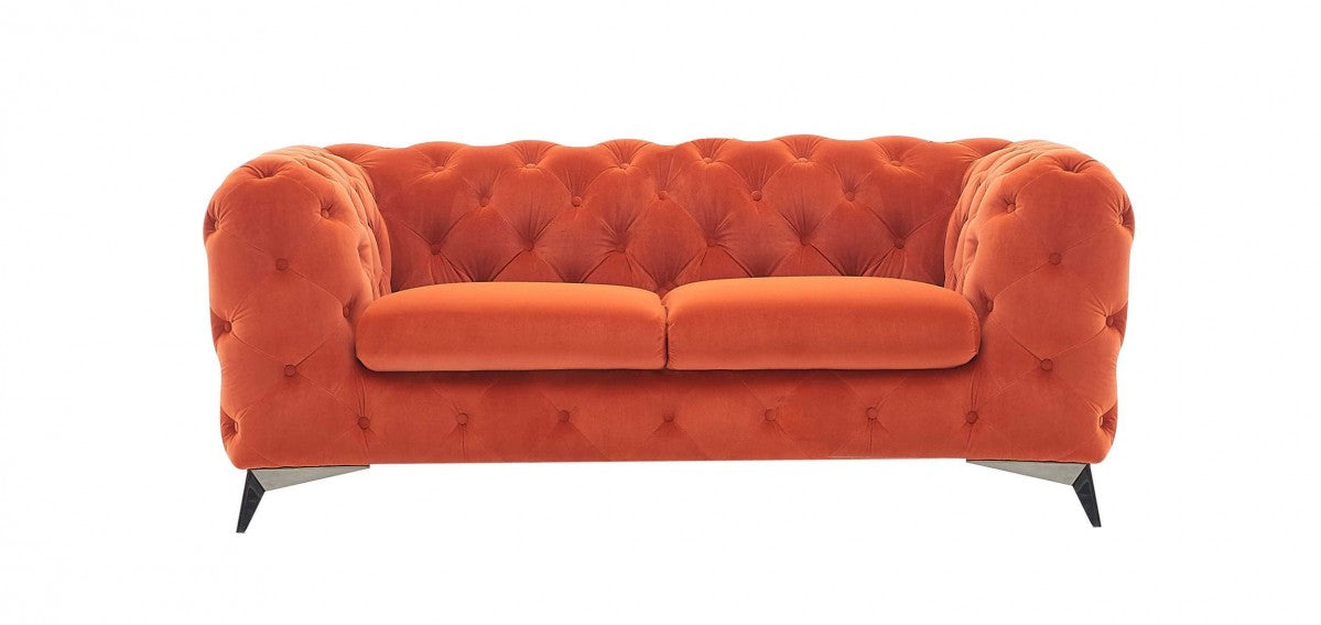 Divani Casa Delilah - Modern Orange Fabric Sofa Set