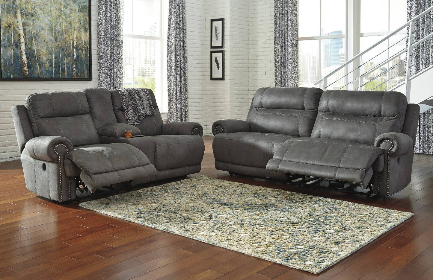 Austere Reclining Sofa and Loveseat - PKG001187