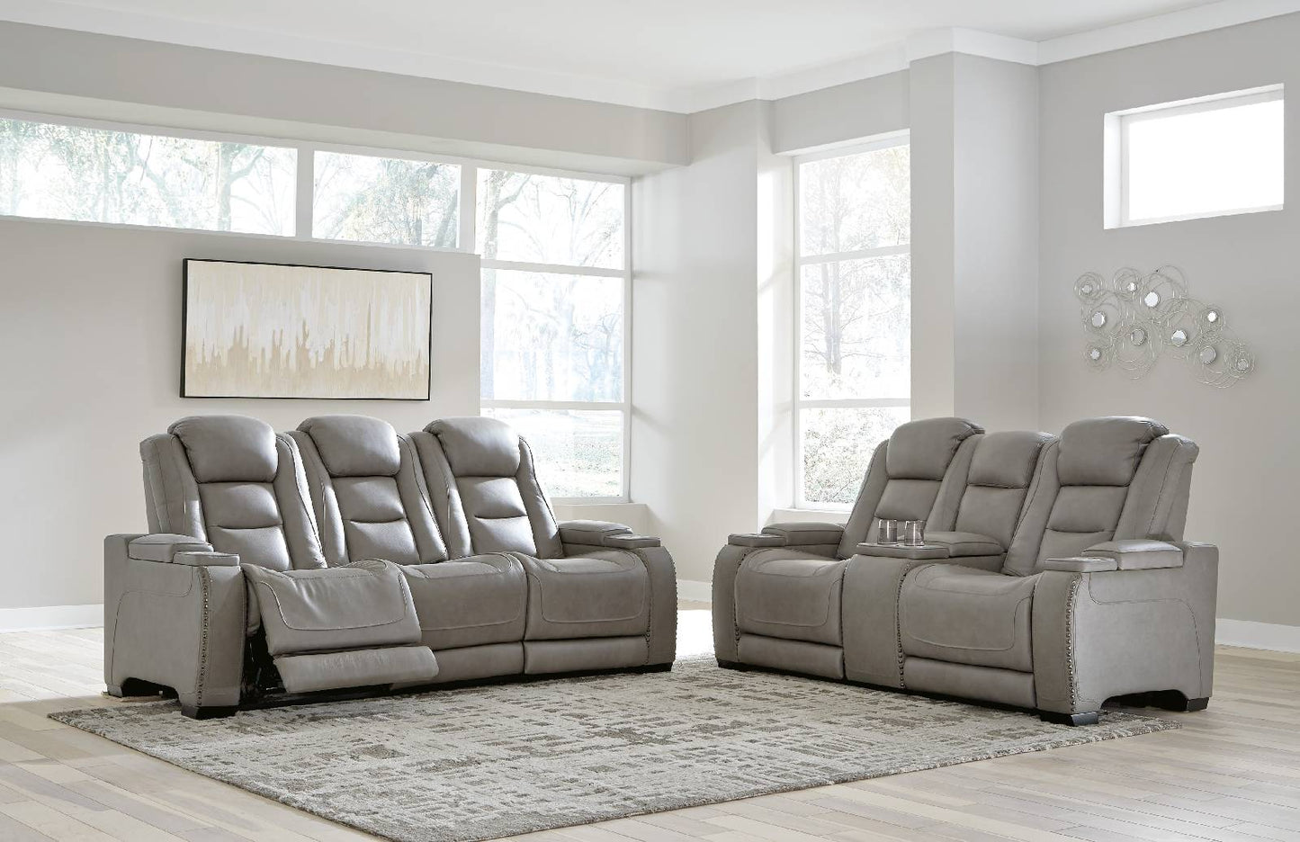 The Man-Den Power Reclining Sofa and Loveseat - PKG010459