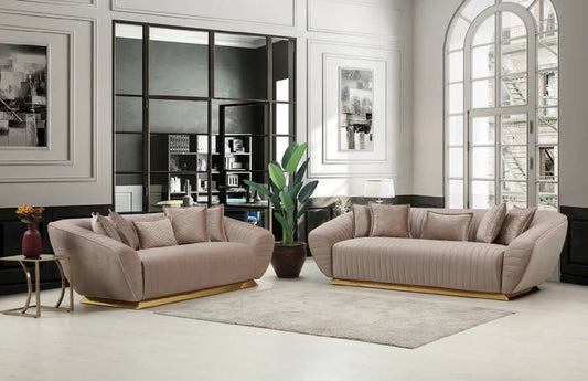 Empoli Stone Velvet Sofa & Loveseat