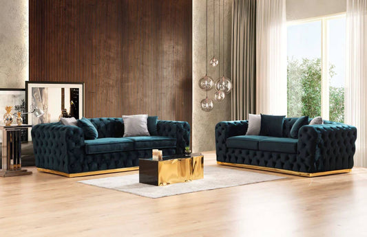 Stella Green Velvet Sofa & Loveseat