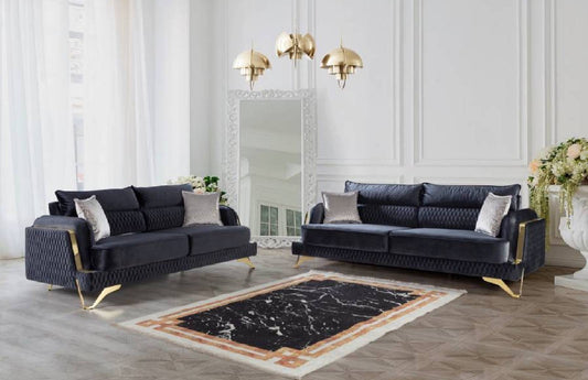 Nessa Sofa & Love Set - Babyface Upholstery - Anthracite