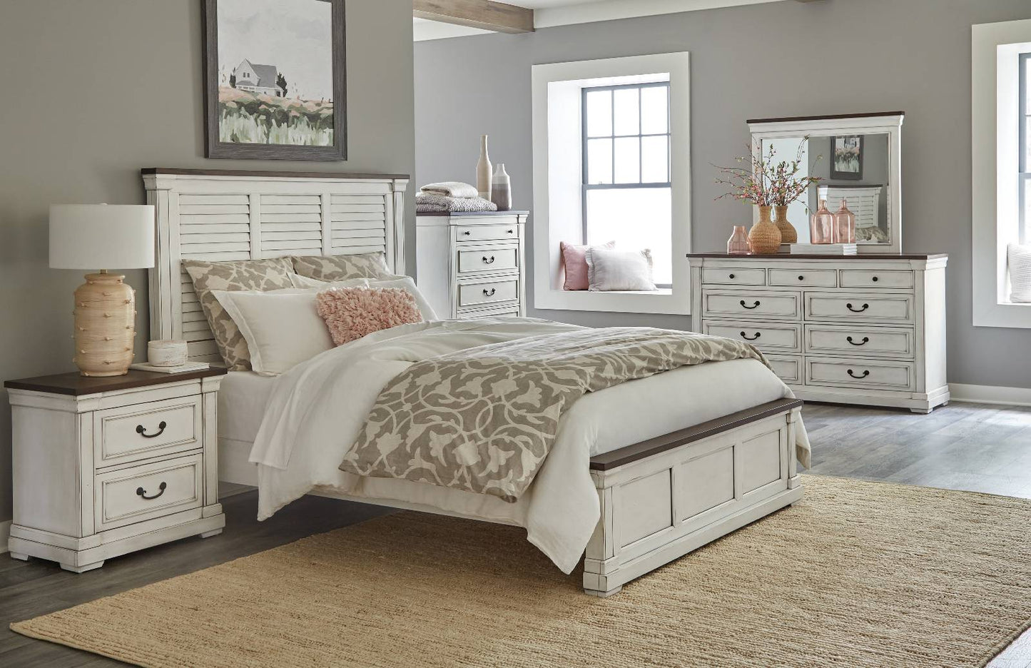 Hillcrest Panel Bedroom Set White And Dark Rum - 223351
