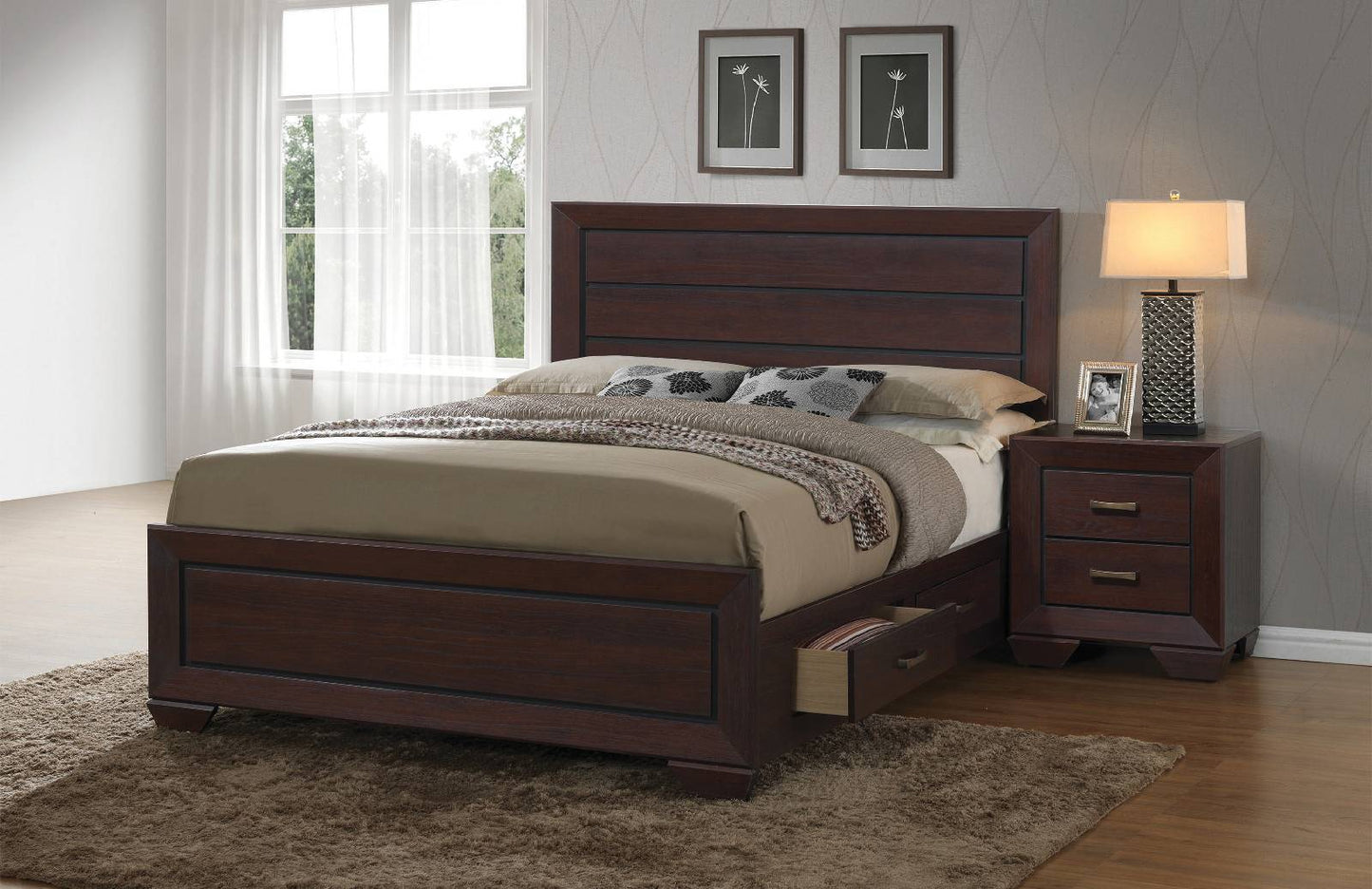 Kauffman Storage Bedroom Set With High Straight Headboard - 204390