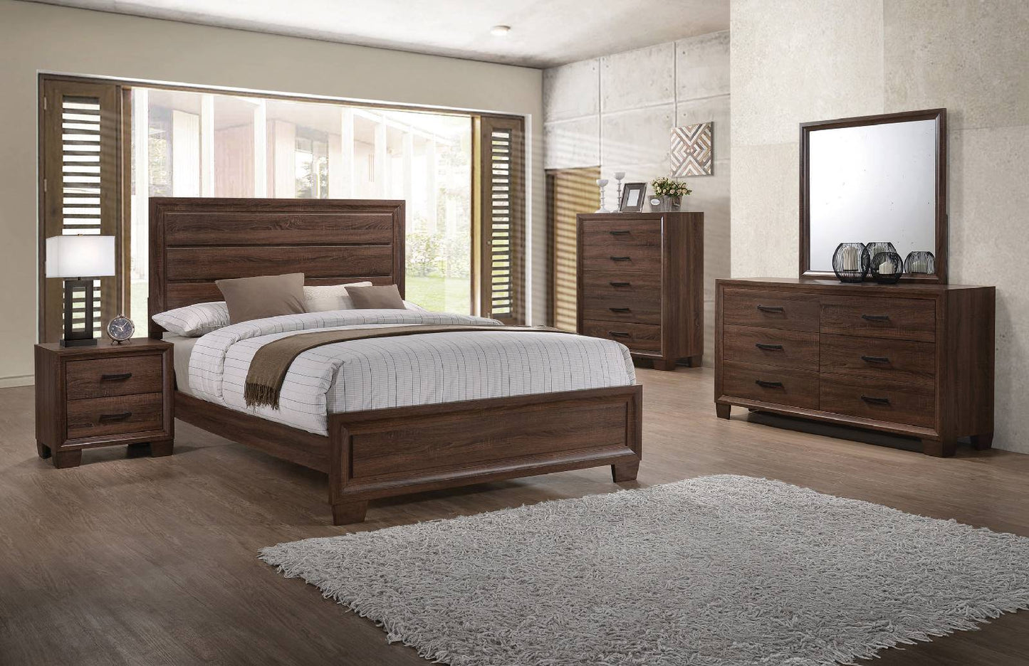Brandon Panel Bed Medium Warm Brown 205321