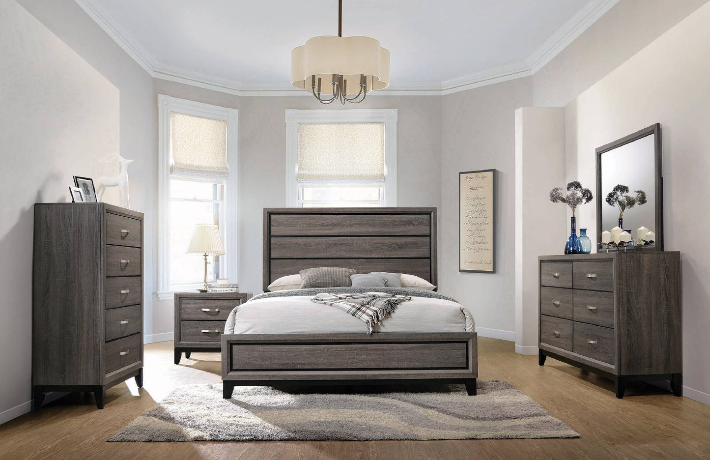 Watson Bedroom Set Grey Oak and Black 212421Q-S5