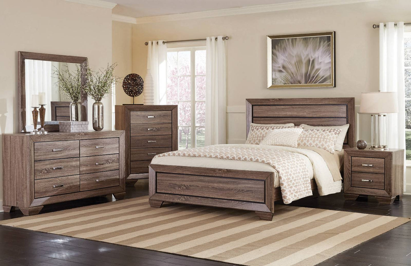 Kauffman Bedroom Set With High Straight Headboard - 204191Q