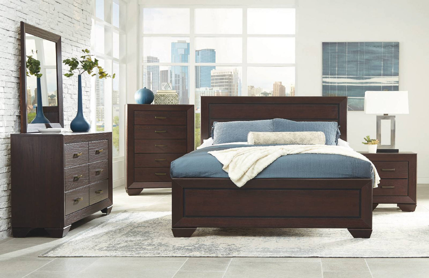 Kauffman Bedroom Set With High Straight Headboard  204391Q