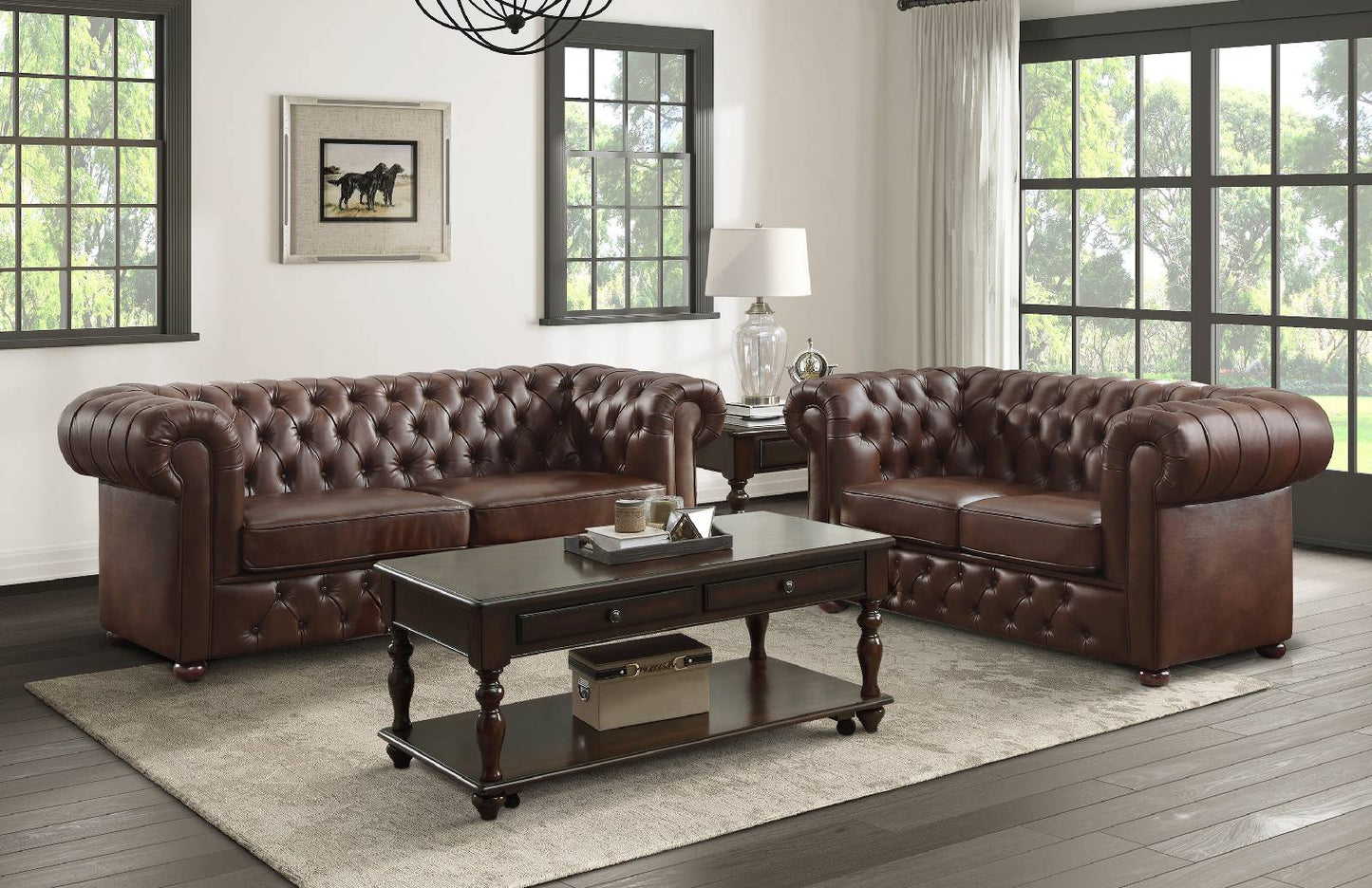 9335BRW*2 2pc Set: Sofa, Love