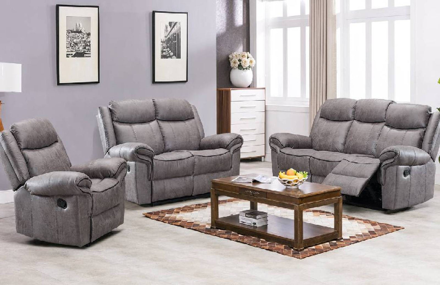 Lisbon8005 Grey - 3PC Reclining Set **NEW ARRIVAL**