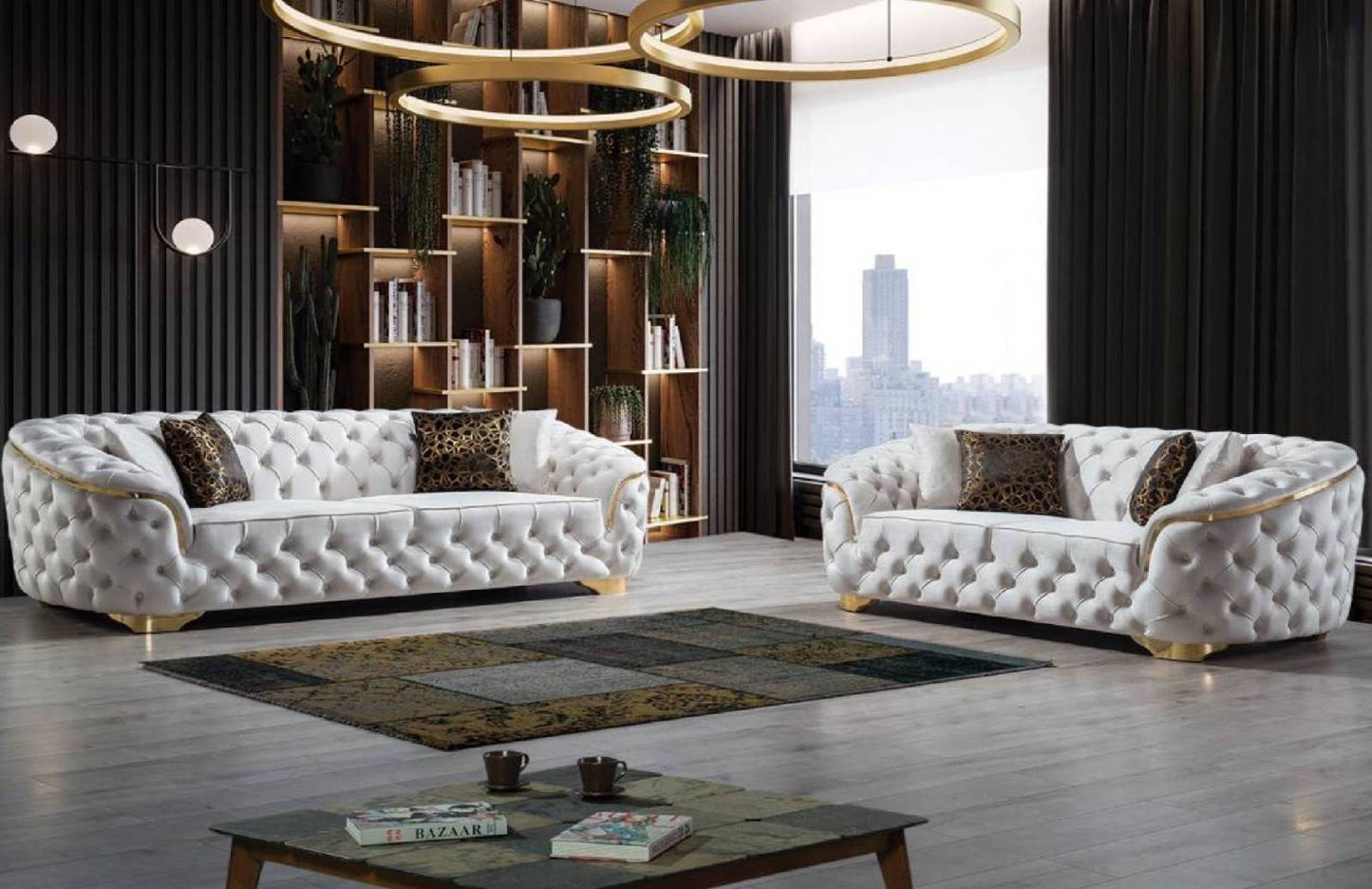 Lupino Ivory Velvet Sofa & Loveseat