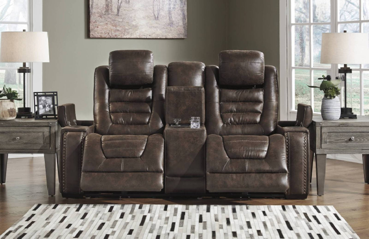 Game Zone Bark Power Reclining Loveseat with Console | 3850118