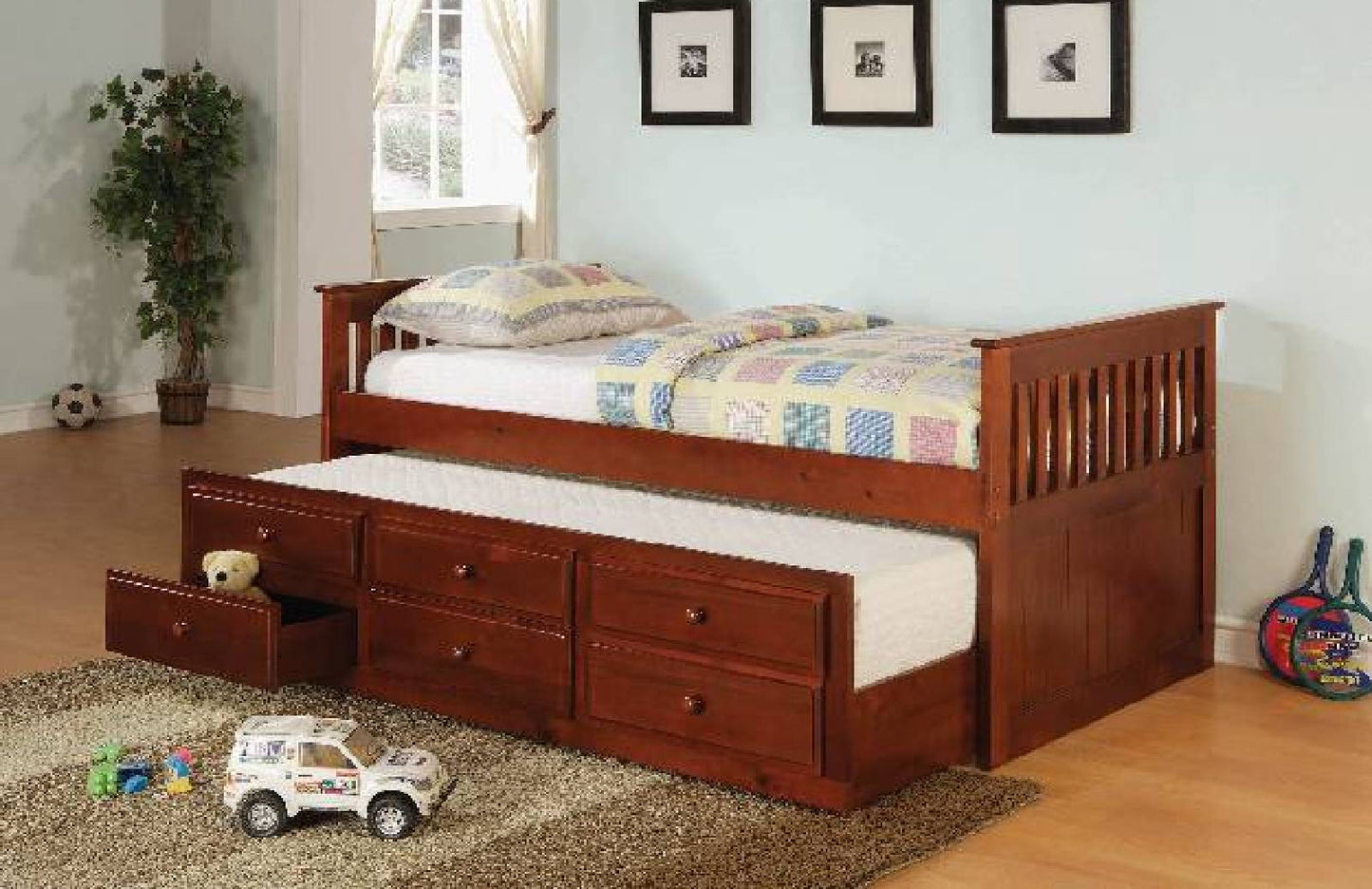 Twin Captain’s Daybed With Storage Trundle Cherry - 300105