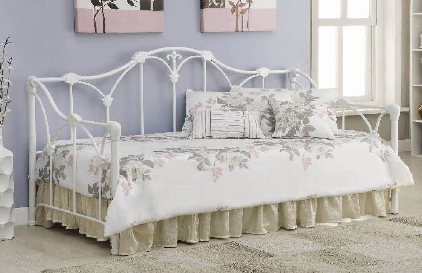 Twin Metal Daybed With Floral Frame White - 300216
