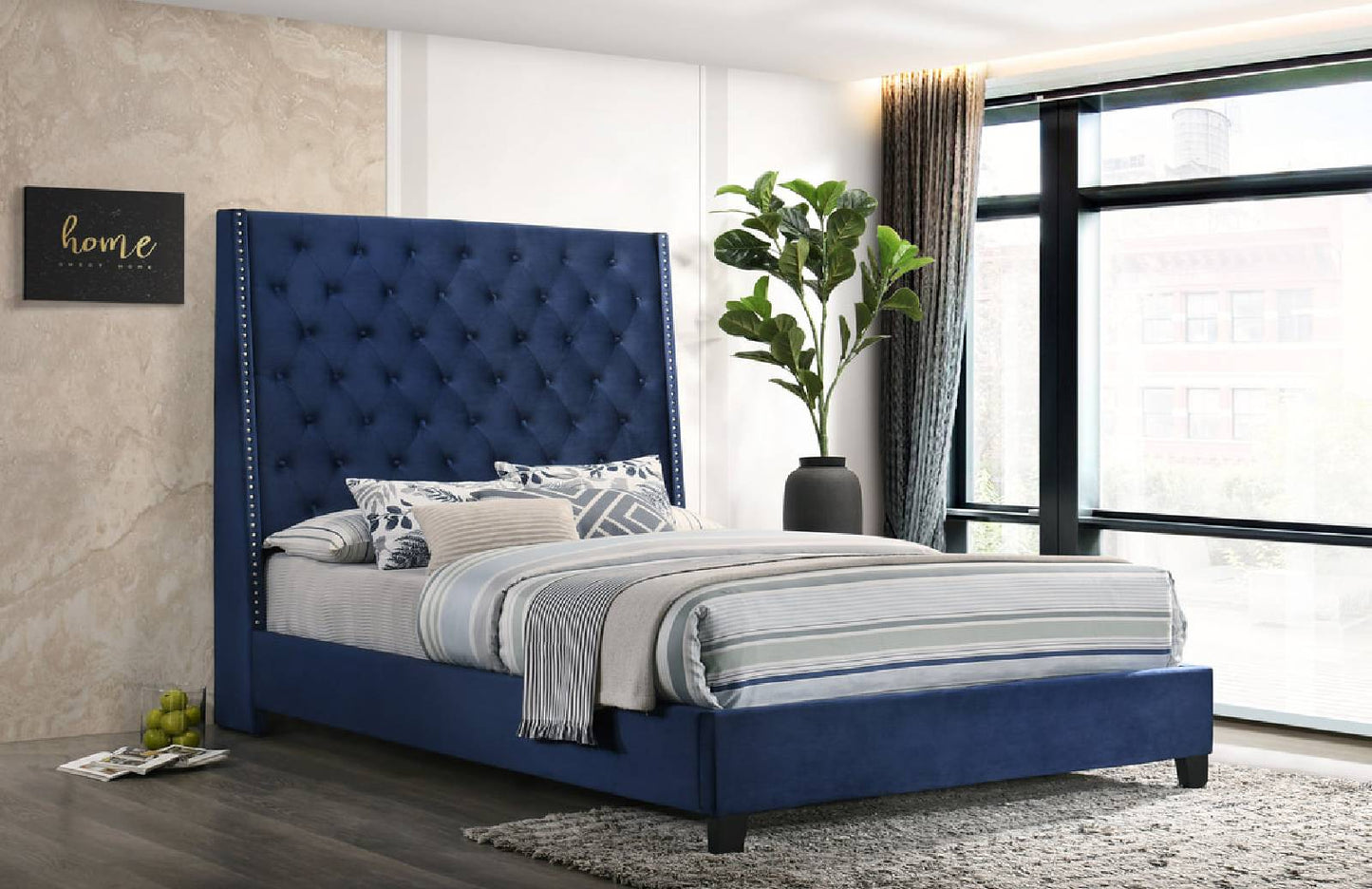 HH430 6FT - Queen, King Blue Velvet