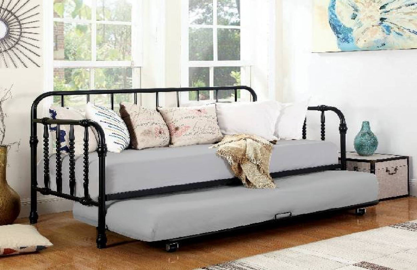 Twin Metal Daybed With Trundle Black - 300765