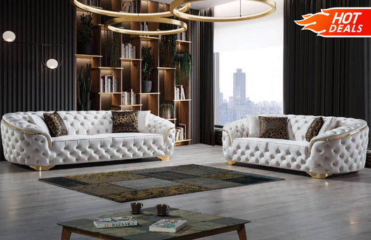 Lupino Ivory Velvet Sofa & Loveseat