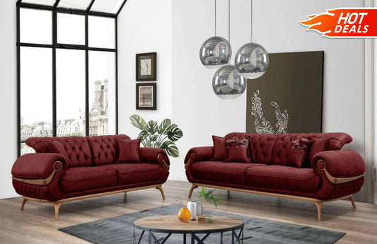 Boston Sofa & Loveseat - Burgundy