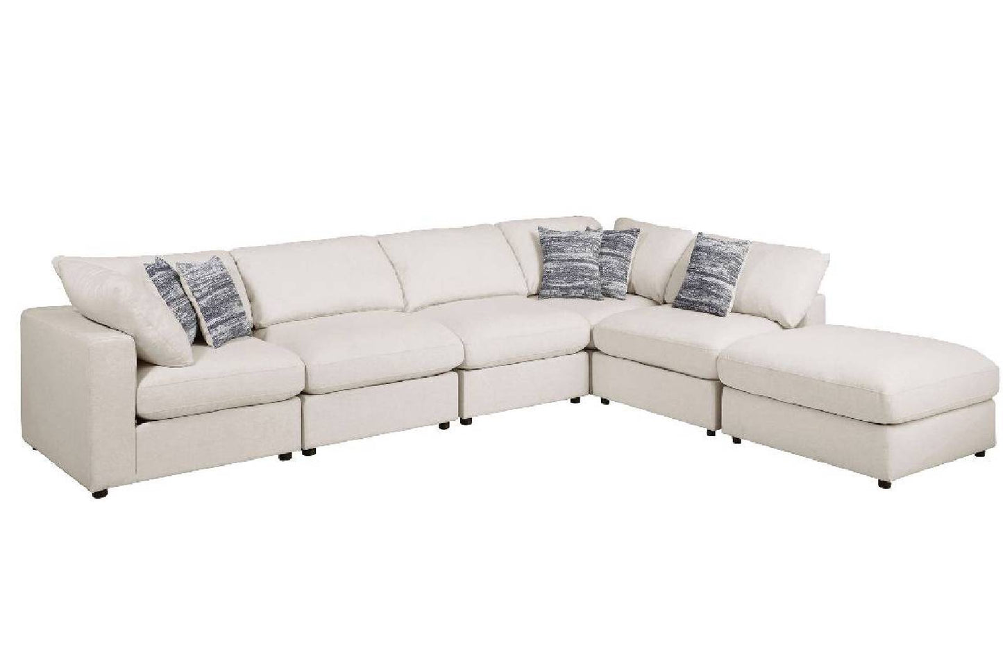 6-Piece Upholstered Modular Sectional Beige - 551321