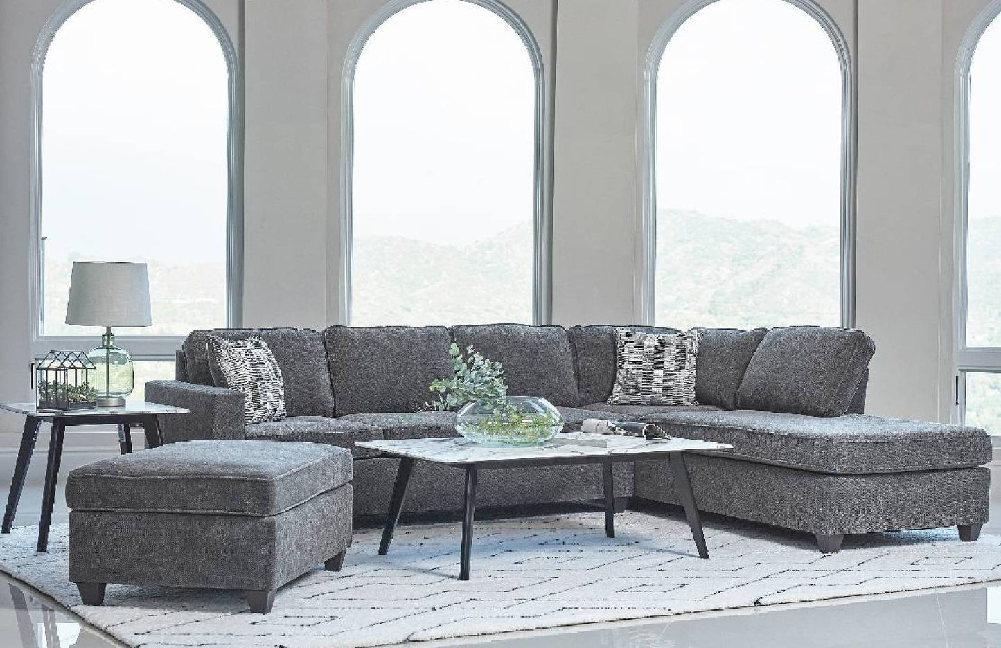 Mccord 2-Piece Cushion Back Sectional Dark Grey - 509347