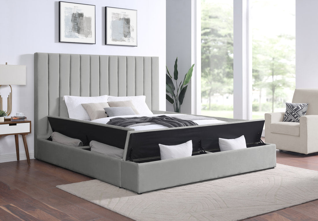 France - Grey Platform Bed Queen, King