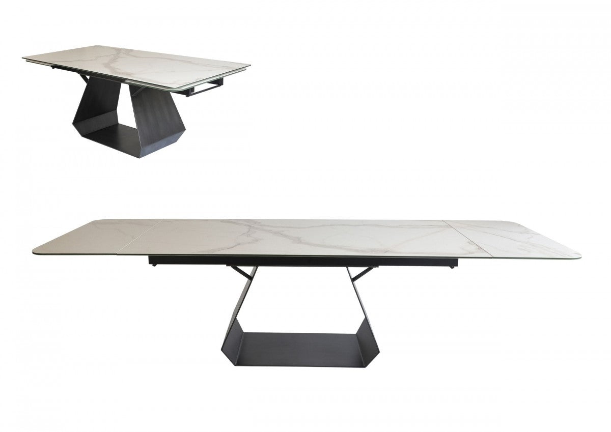 Modrest Howell - Modern White Ceramic Extendable Dining Table Set