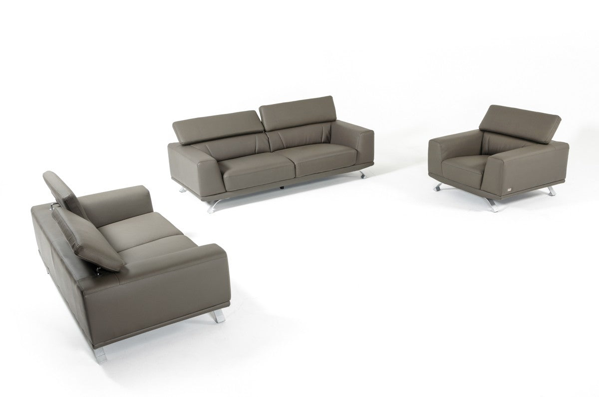 Divani Casa Brustle Modern Dark Grey Eco-Leather Sofa Set