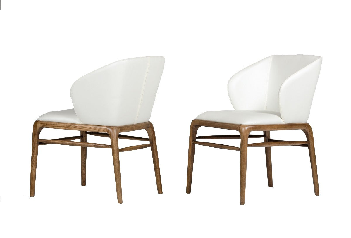 Modrest Melanie - Modern White Ceramic & Brushed Brown Dining Table Set