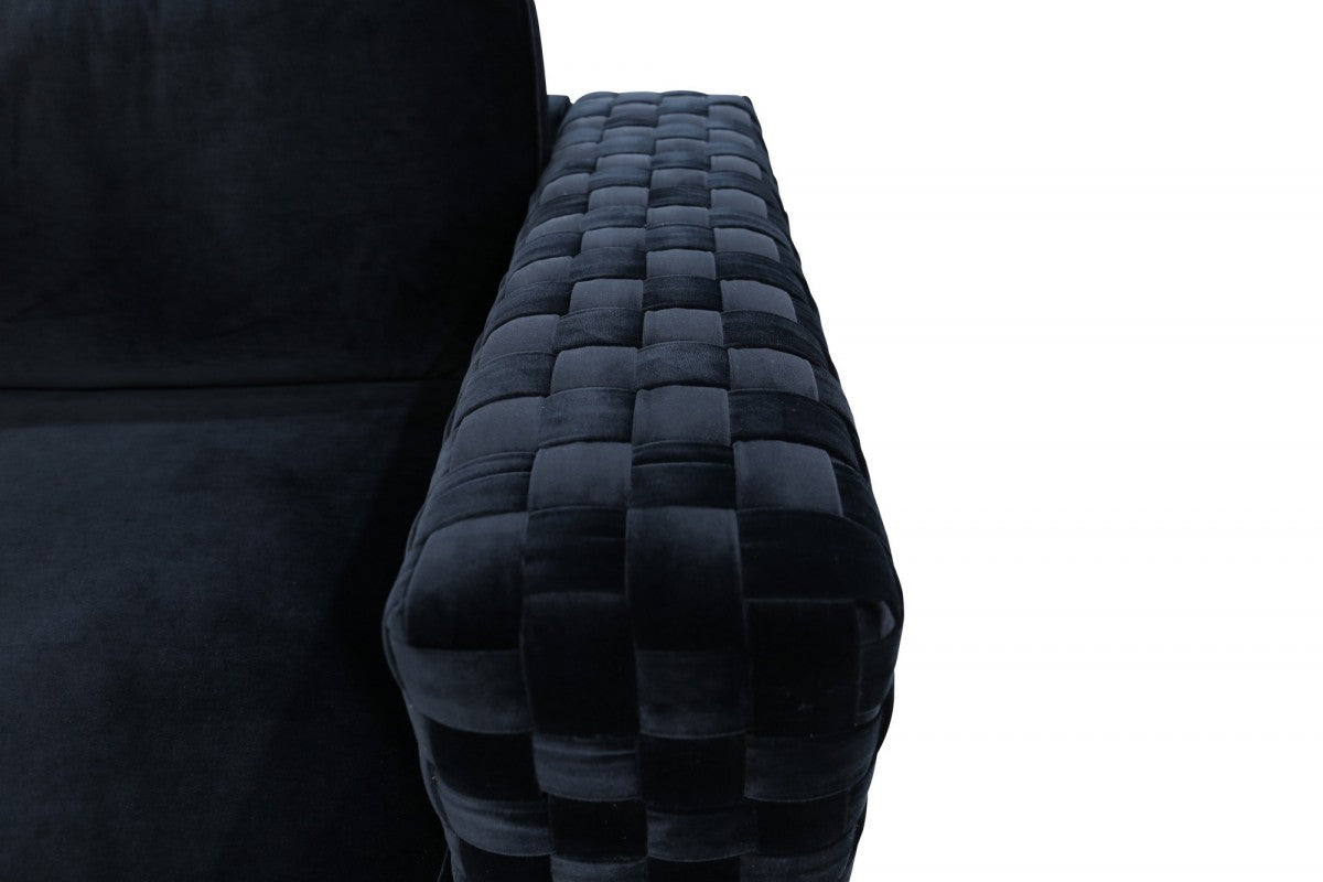 Divani Casa Lori - Modern Velvet Glam Black & Gold Sofa Set
