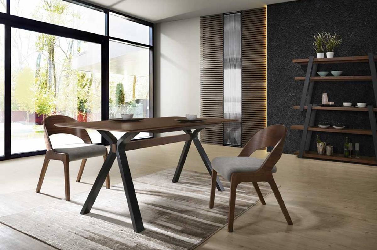 Modrest Runyon Modern Walnut & Grey Fabric Dining Set - Coming Soon