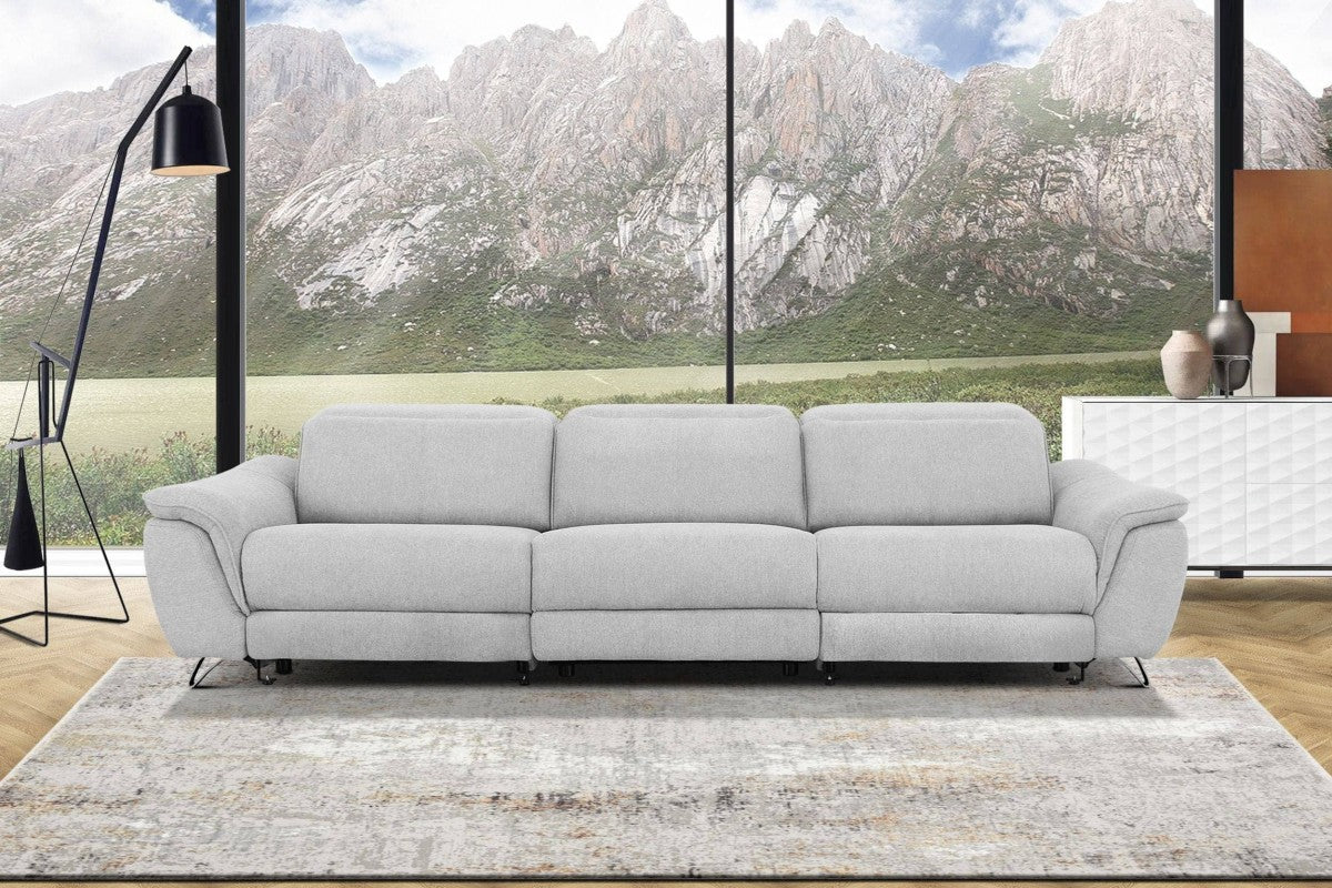 Divani Casa Paul - Contemporary Grey Fabric Sofa w/ Electric Recliners