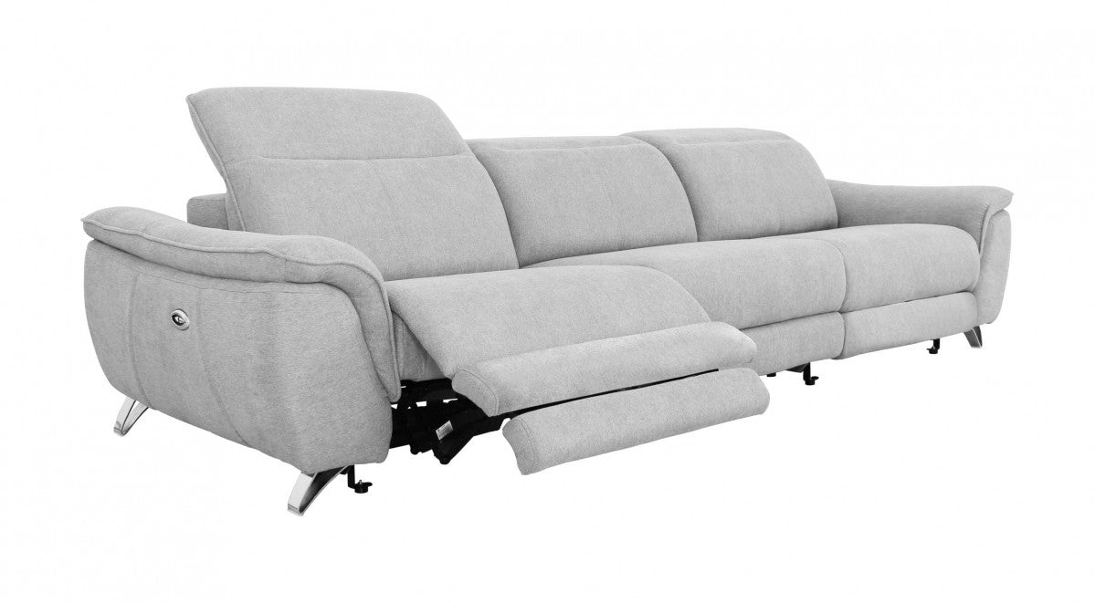 Divani Casa Paul - Contemporary Grey Fabric Sofa w/ Electric Recliners
