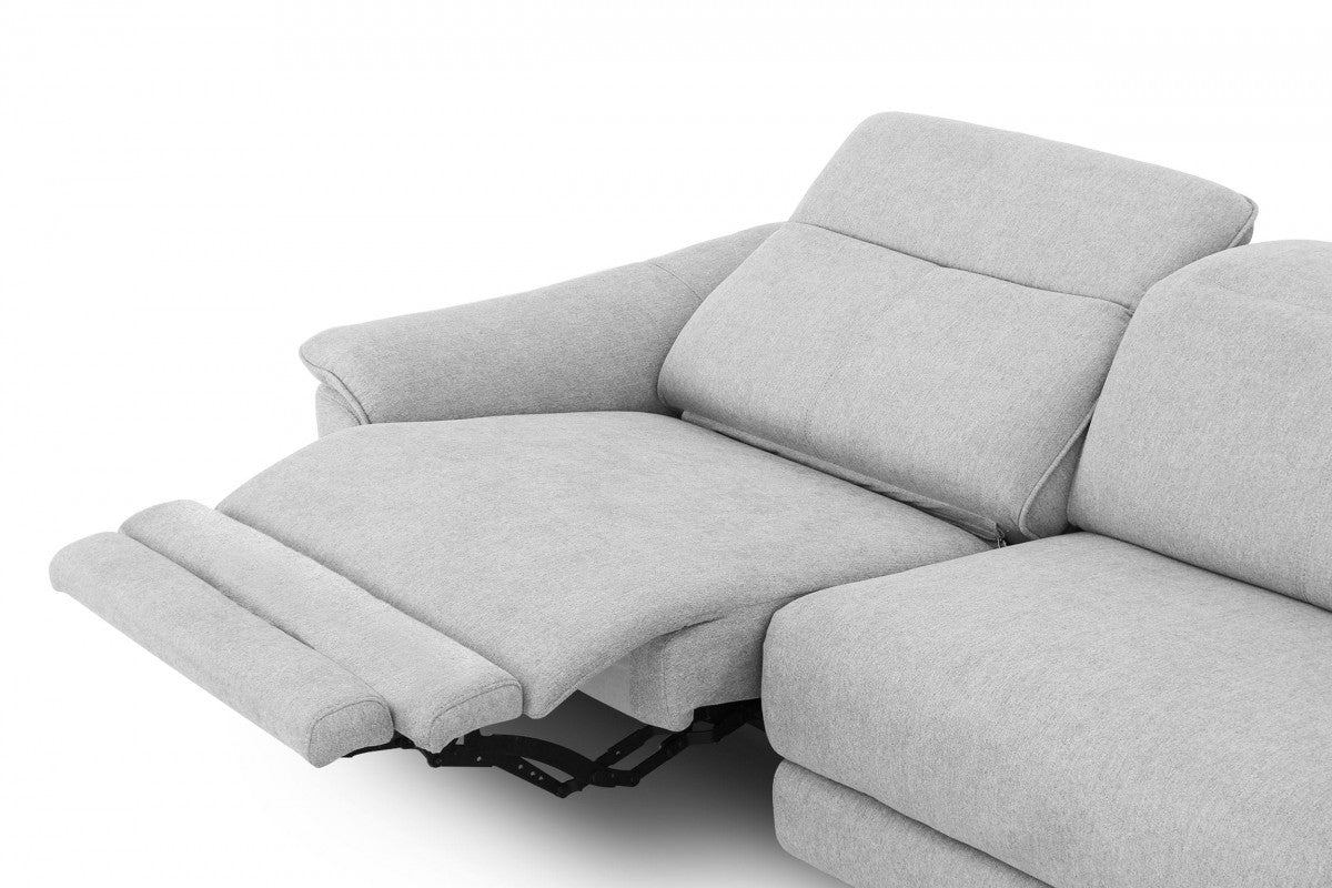 Divani Casa Paul - Contemporary Grey Fabric Sofa w/ Electric Recliners