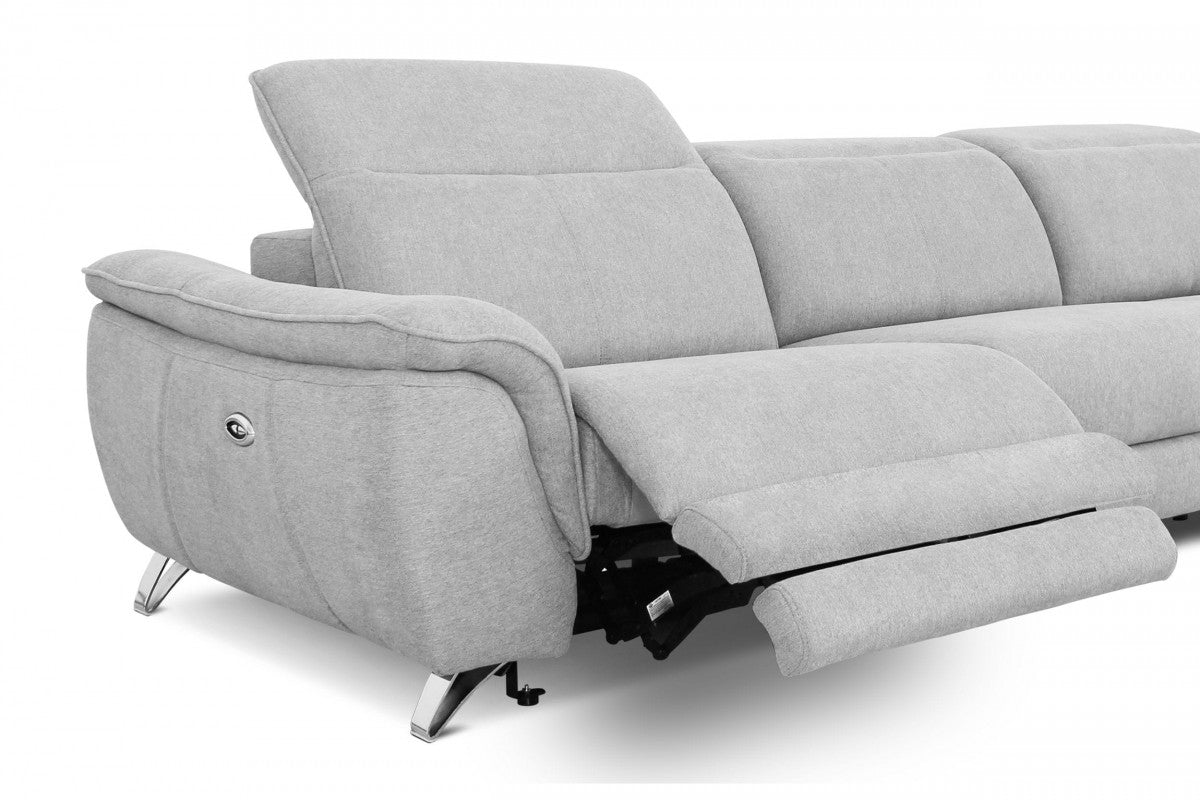 Divani Casa Paul - Contemporary Grey Fabric Sofa w/ Electric Recliners