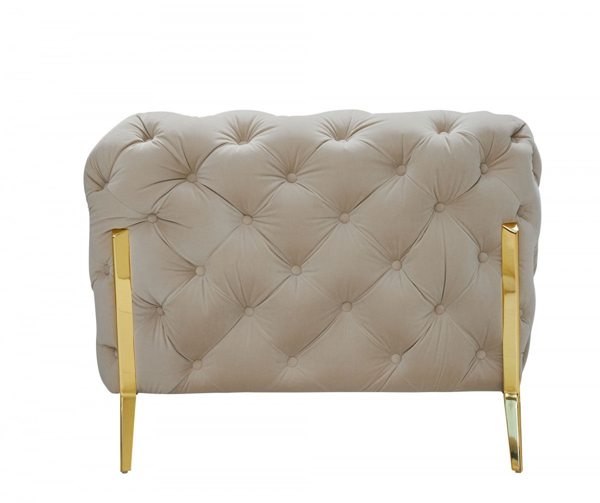 Divani Casa Quincey - Transitional Beige Velvet Sofa Set