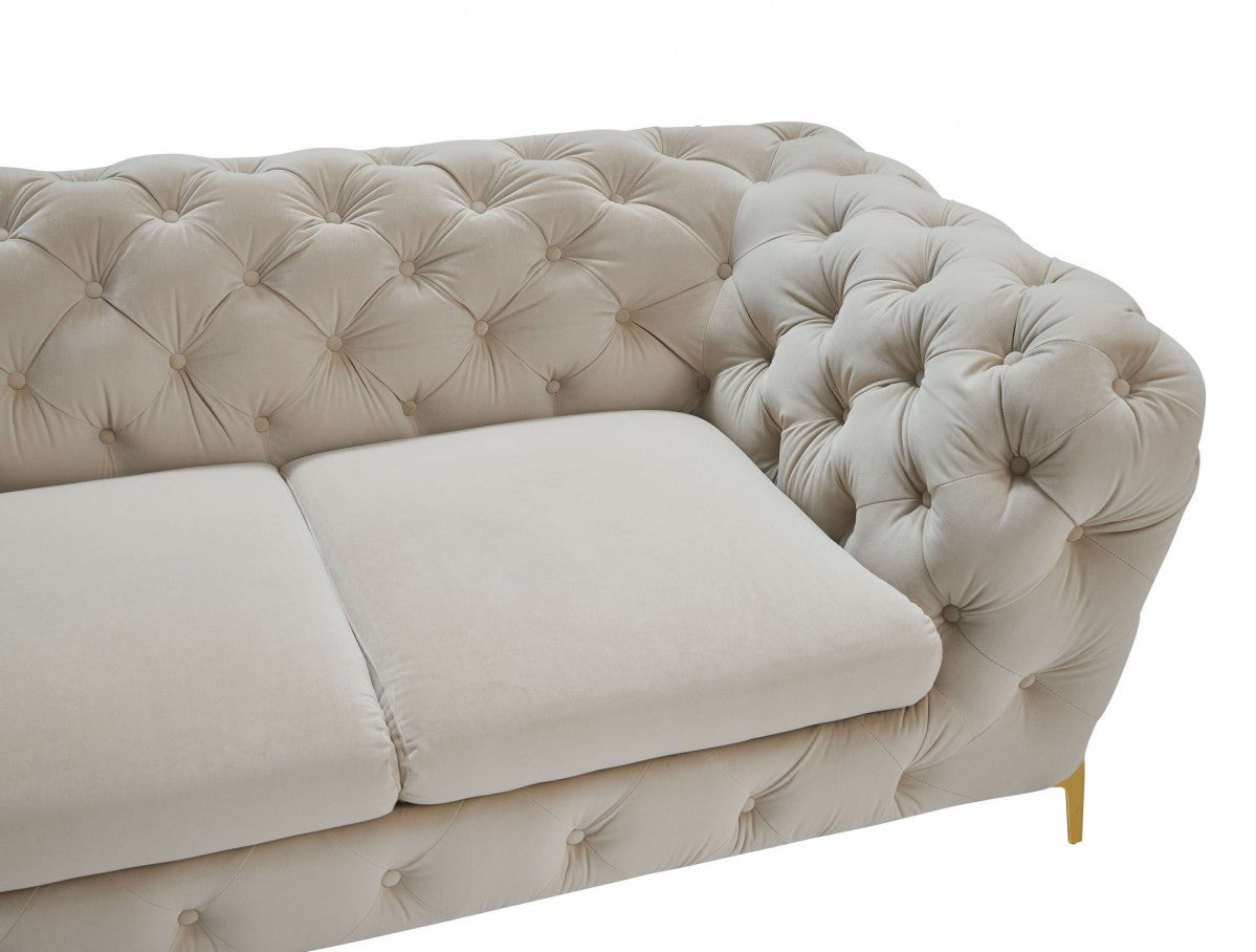 Divani Casa Quincey - Transitional Beige Velvet Sofa Set