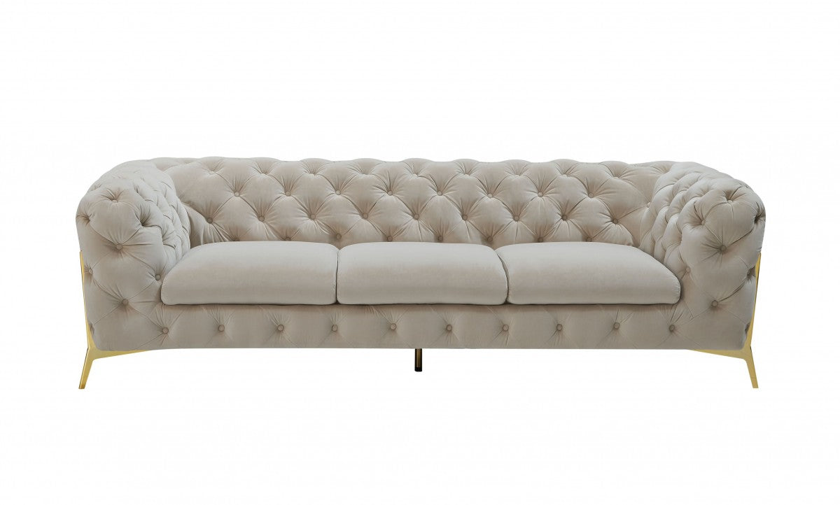 Divani Casa Quincey - Transitional Beige Velvet Sofa Set